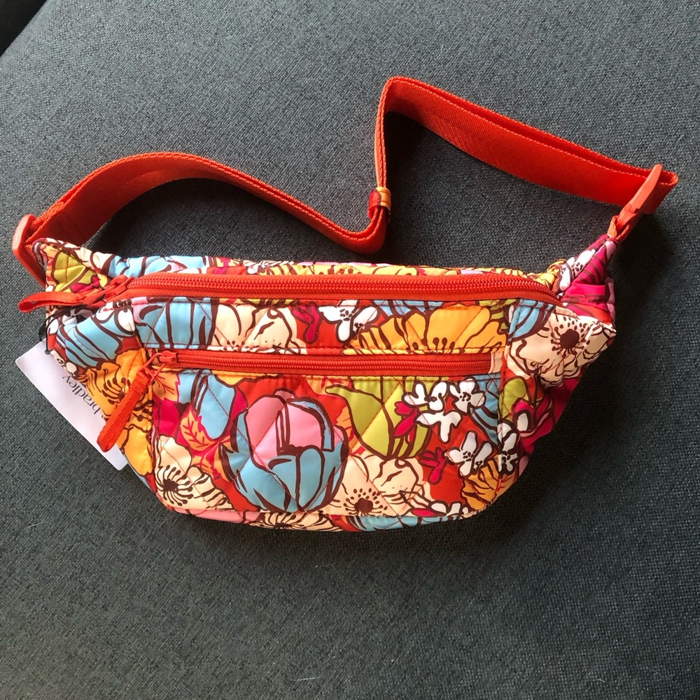 Vera Bradley Red and Orange Crossbody Bag with Psychedelic Print